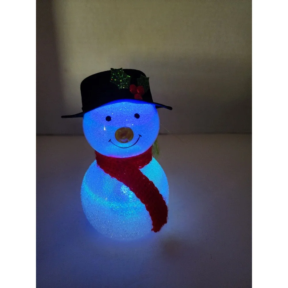 Lenox Wonder‎ Ball Snowman with Top Hat Lit Color Changing